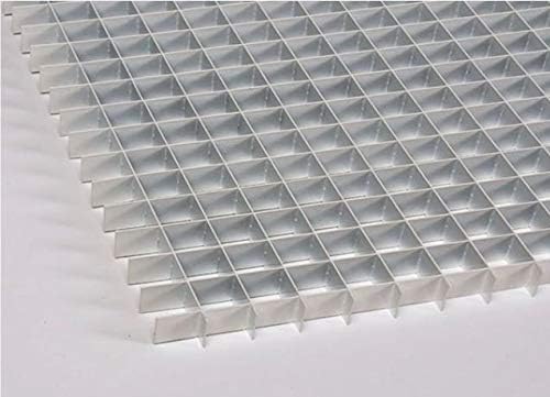 Fluorolite Plastics| Egg Crate Panel| Aluminum Mill Finish| Nominal 24" x 48" with 1/2" x 1/2" x 1/2" Cell Size(8 Pack)