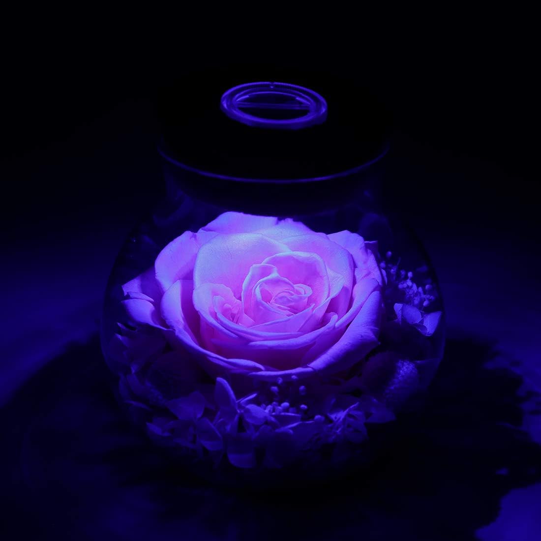 Preserved Real Roses with Colorful Mood Light Wishing Bottle, Eternal Rose,Never Withered Flowers, for Bedroom Party Table Decor, Christmas Decorations, a Gifts for Women 1pcs Pink