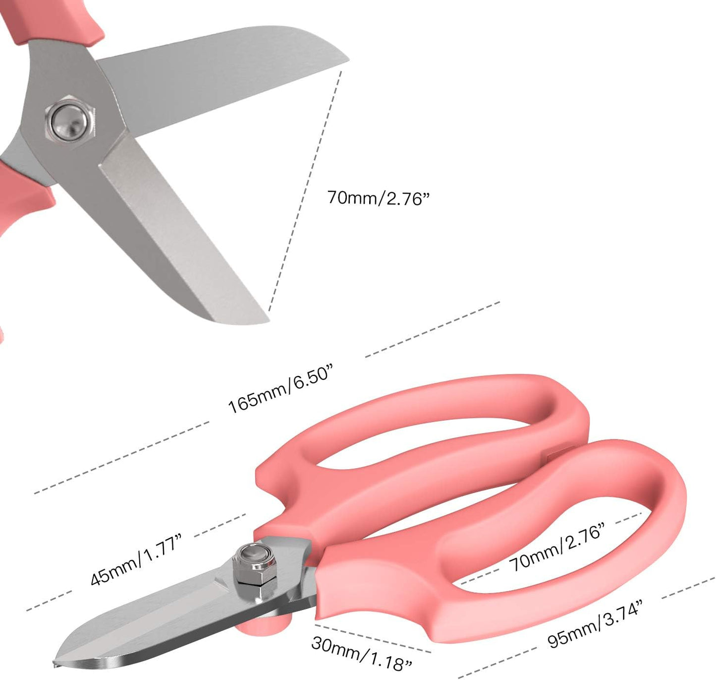 Flower Scissors, Strong Floral Shears, Premium Steel Garden Pruning Shears Floral Fruits Leaf Scissors Hand Pruner Snip Trimming Tool for Gardening Flower Arrangement, Pink