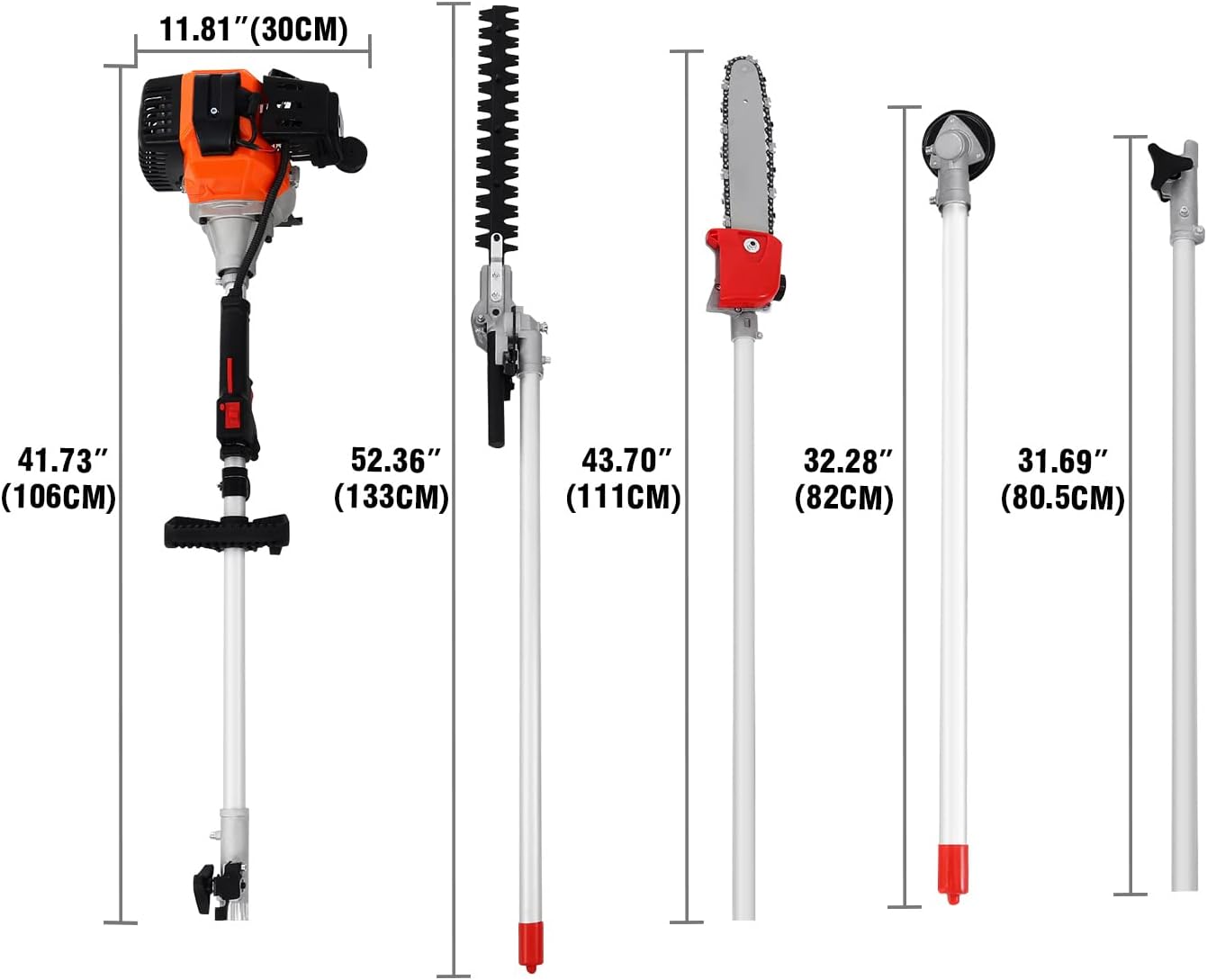 Samger 52cc 2 Cycle Gas Hedge Trimmer, 5 in 1 Garden Hedge Trimmer Combo, Gas Powered Trimmer with Extension Pole, Multifunctional Garden Trimming Tools