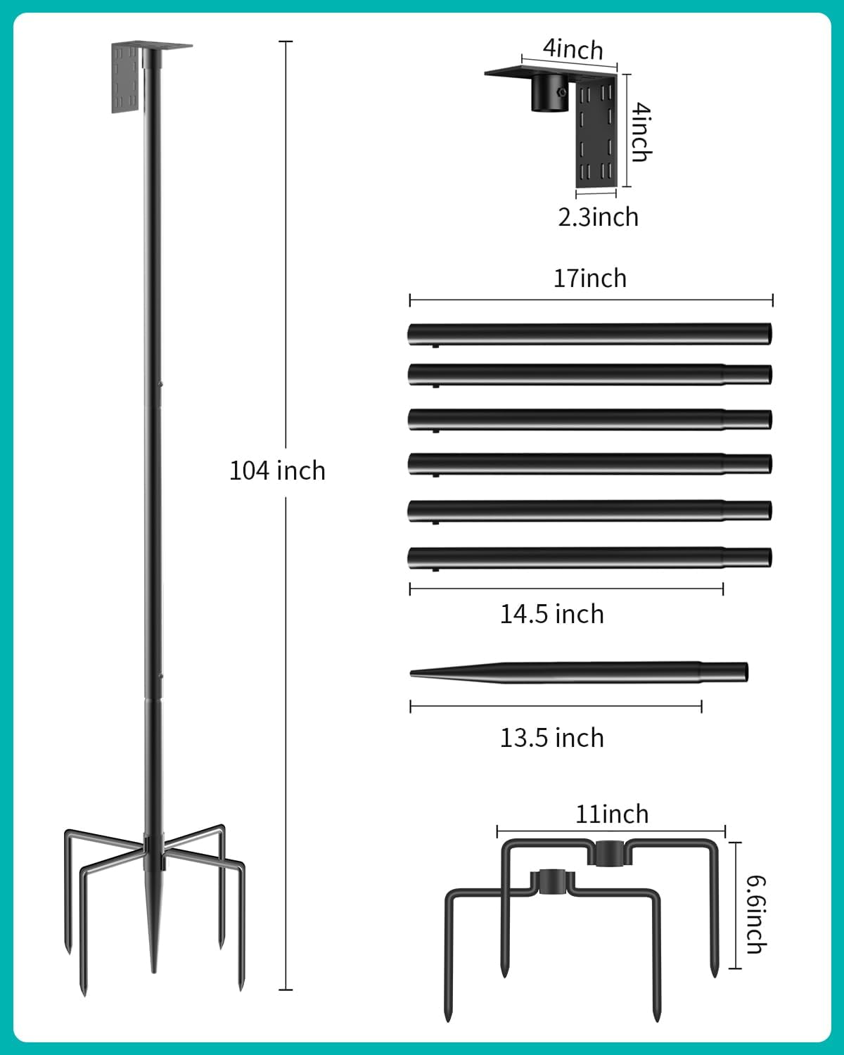 Bird Feeder Pole – 104 Inch Height Bird House Pole with 1-Inch Dia Heavy Duty for Birdfeeders, Feeding Stand with Mount Kit for Outdoor, Slip-Fit Connection