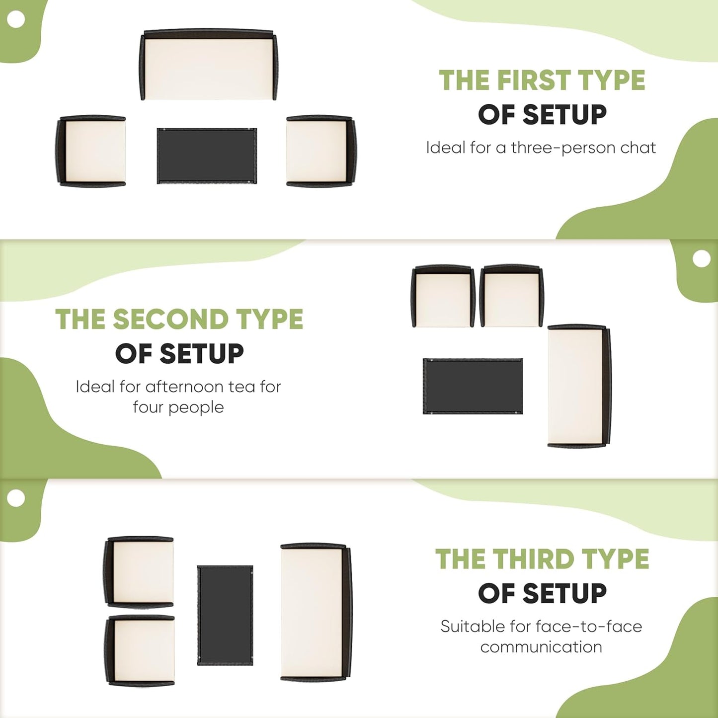 Greesum Patio Furniture 4 Pieces Conversation Sets Outdoor Wicker Rattan Chairs Garden Backyard Balcony Porch Poolside loveseat with Cushion and Glass Table, Black and Beige