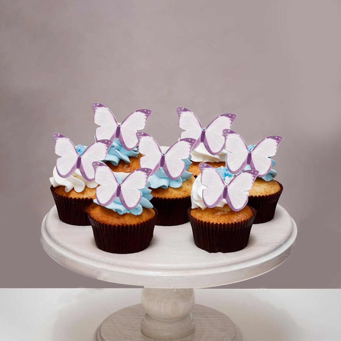 50 PCS Edible Butterfly Cupcake Toppers Wafer Paper Butterfly Cake Decorations Edible Butterfly Party Cupcake Decorations for Baby Shower Wedding Birthday Party Food Decorations Supplies Purple