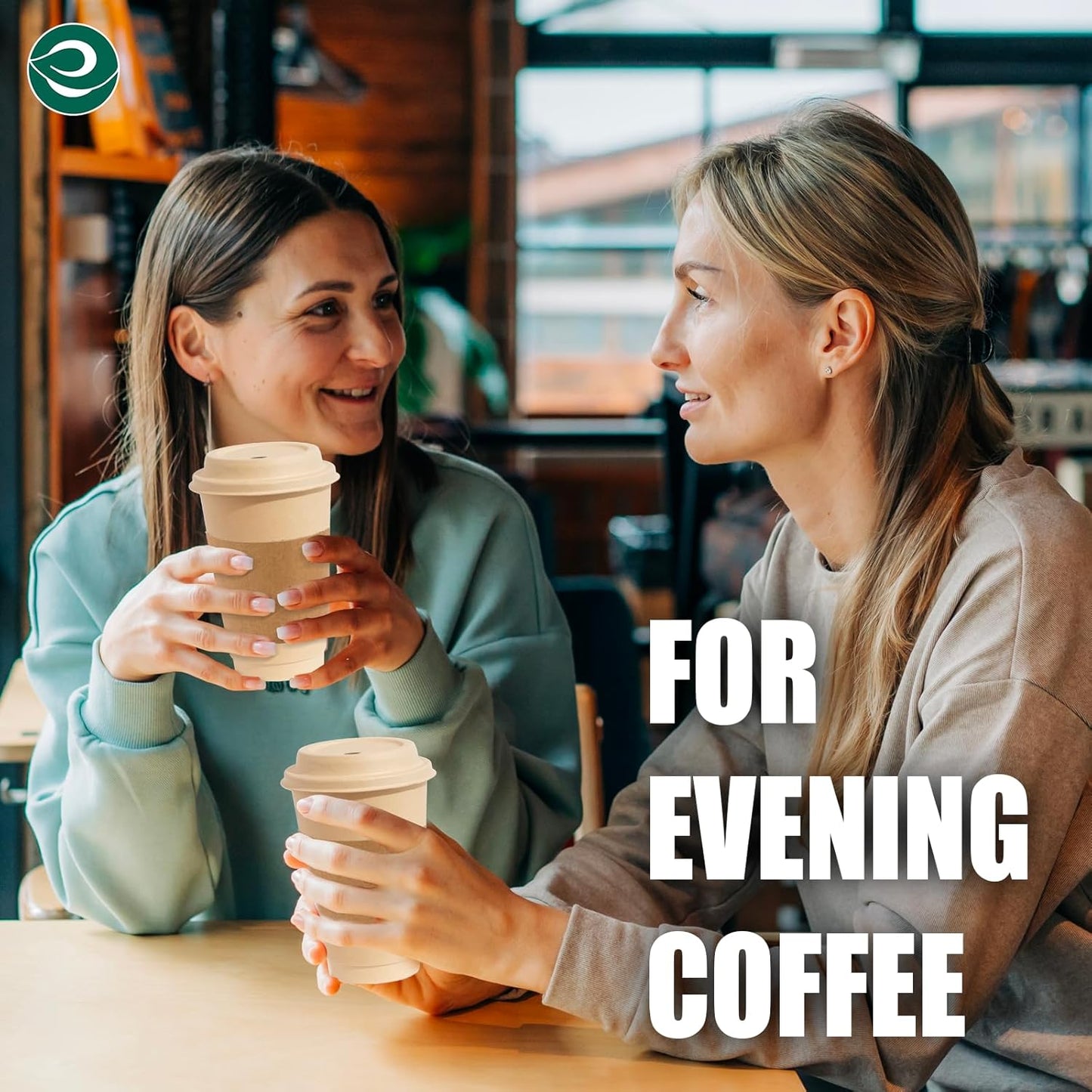 ECO SOUL 100% Compostable Coffee Cups With Lids & Sleeves - 16Oz (25 Counts) To Go Coffee Disposable Bagasse Cups |Sturdy & Eco-Friendly Cups for Cafes, Party, Office