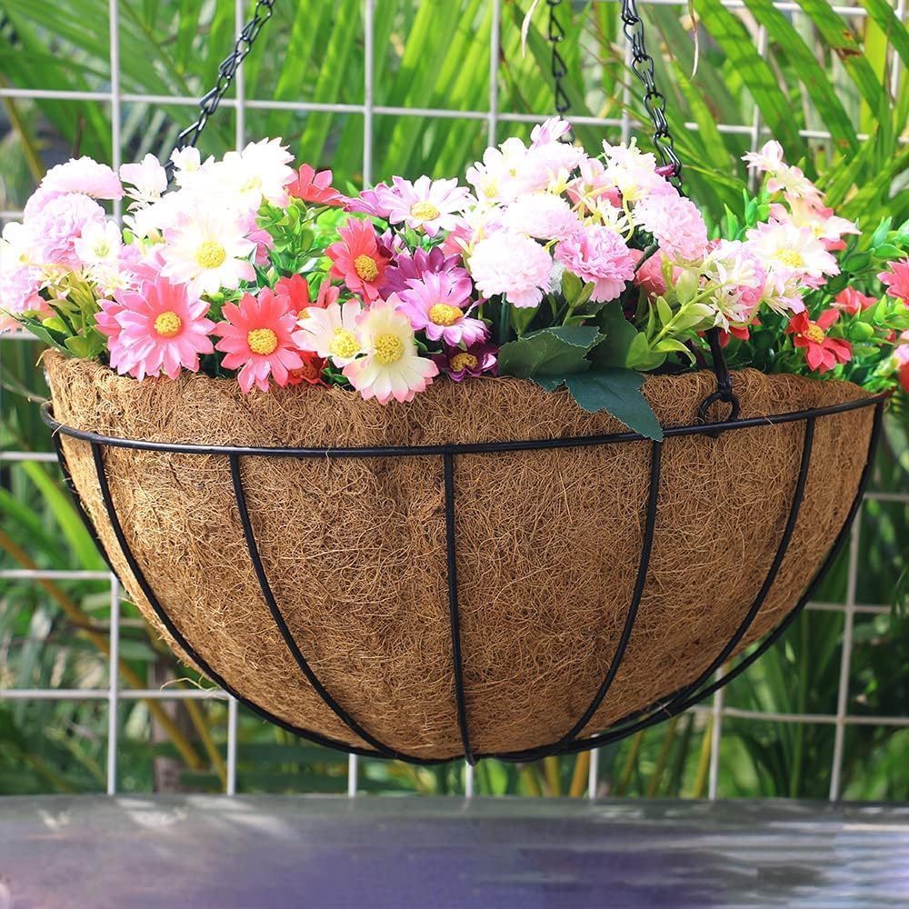EROCK 2Pcs Coco Liners for Planters Hanging Basket, Round 8/10/12/14/16 inch Thick Coconut Coir Coco Fiber Liners for Planters Garden Patio Porch Window Plants Flowers Pot Indoor Outdoor (8 inch)