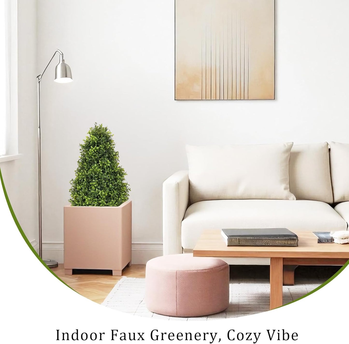 30" Artificial Boxwood Faux Plants Outdoor, UV Resistant Topiary Trees Realistic Cone-Shaped Fake Bushes and Shrubs Potted Fakeplants Set of 2 for Front Porch Patio Outside Planter Decor