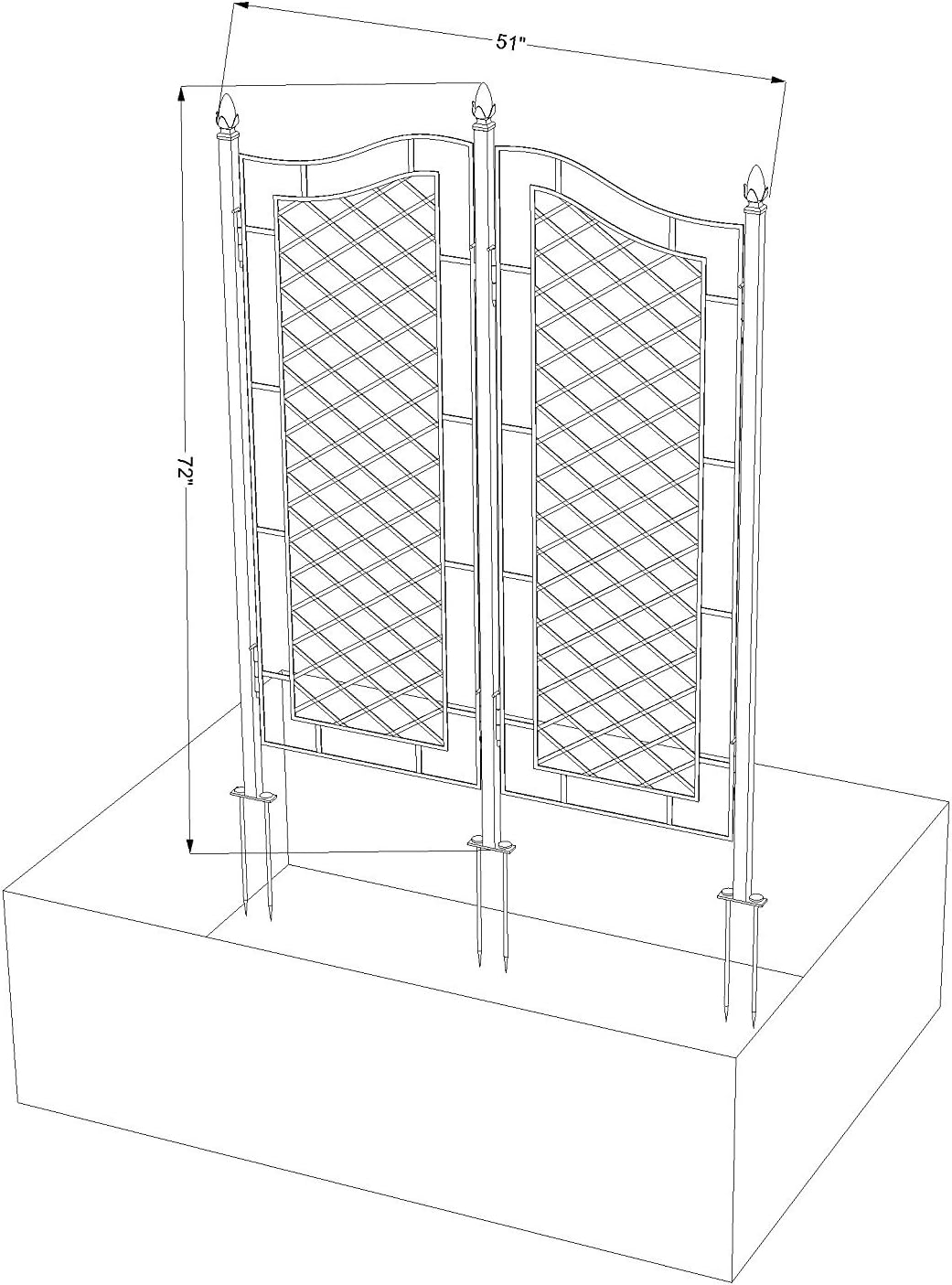 H Potter Large Trellis for Climbing Plants Wrought Iron Metal 2 Panel Ivy Garden Privacy Screen Patio Deck