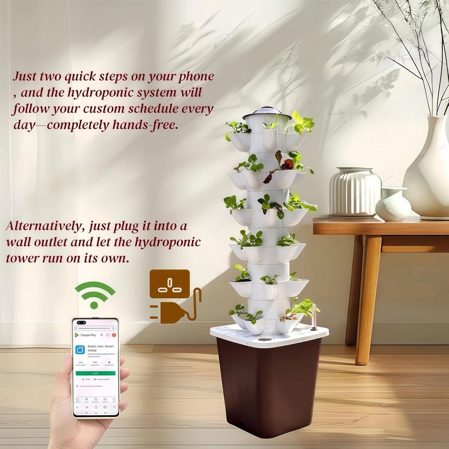 Hydroponics Growing System kit, Vertical hydroponic Garden ,Outdoor Indoor hydroponics Growing System,Lettuce Grow Tower,Pump System, Auto Timer, 30 Pods,Gardening Gift