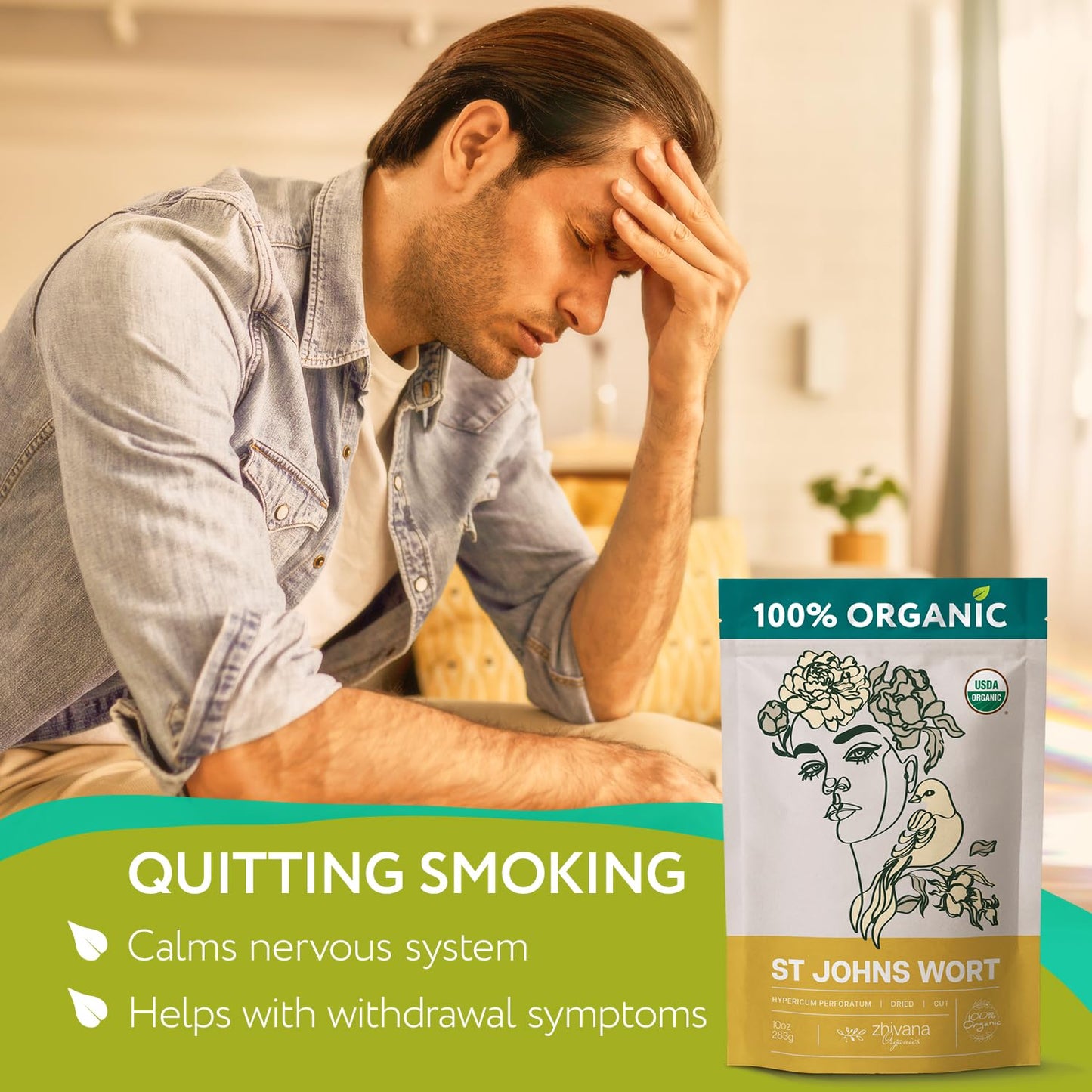 Organic St Johns Wort Tea (10 oz.) – 100% Pure Dried Saint John’s Wort Herb – Te de Hierba de San Juan Organica