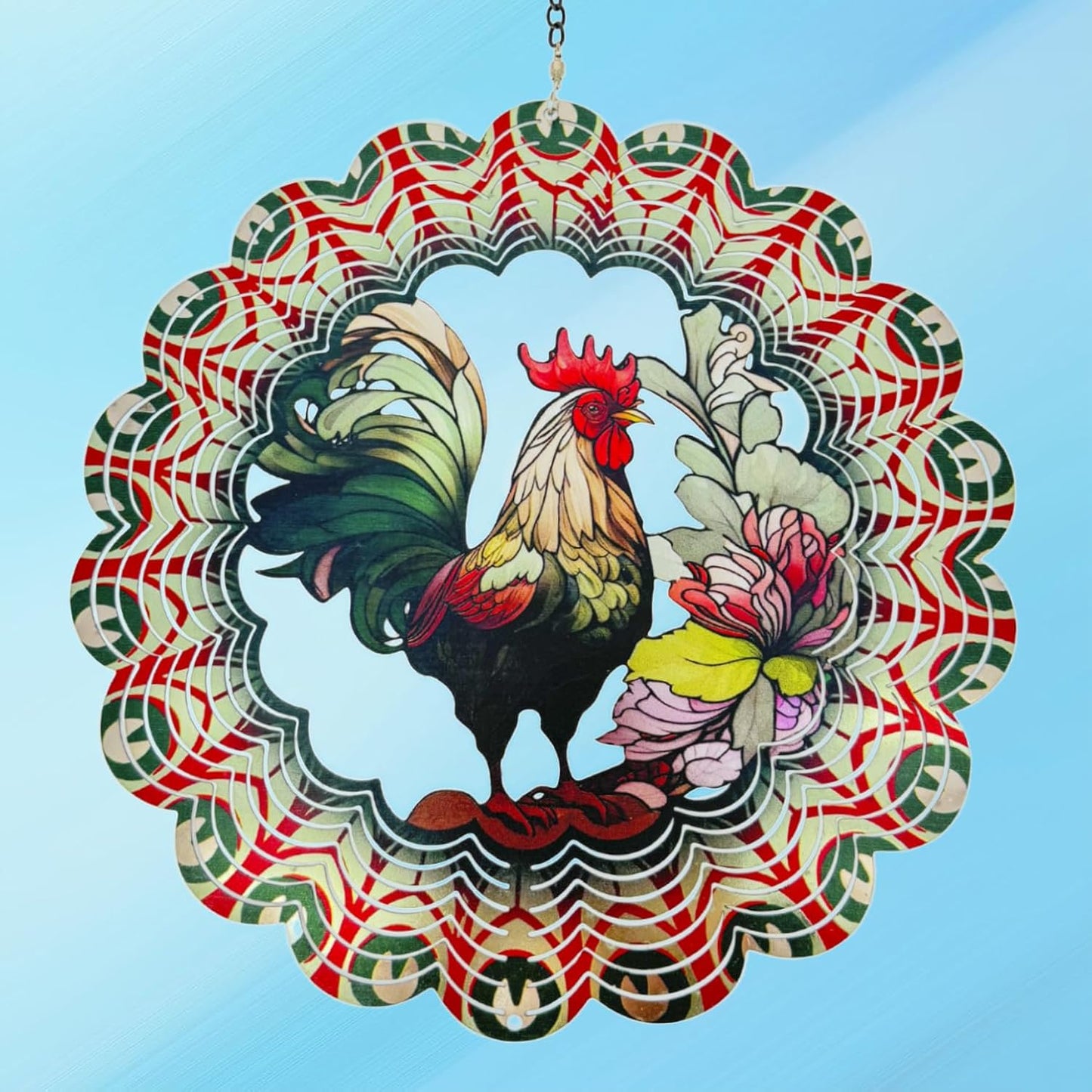 Wind Spinners Outdoor Chicken Decorations - Birthday Gifts for Women Mom Grandma, Hanging 12 inch 3D Sculptures for Garden Decor for Outside, Patio, Yard