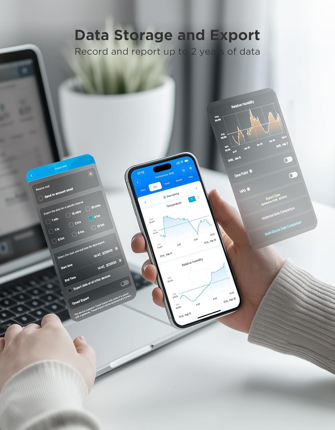 GoveeLife 2.0 WiFi Hygrometer Thermometer 3 Pack, Smart Humidity Temperature Sensor with App Notifications, 2-Year Free Data Storage Export, Temperature Humidity for Bedroom, Wine Cellar, Basements