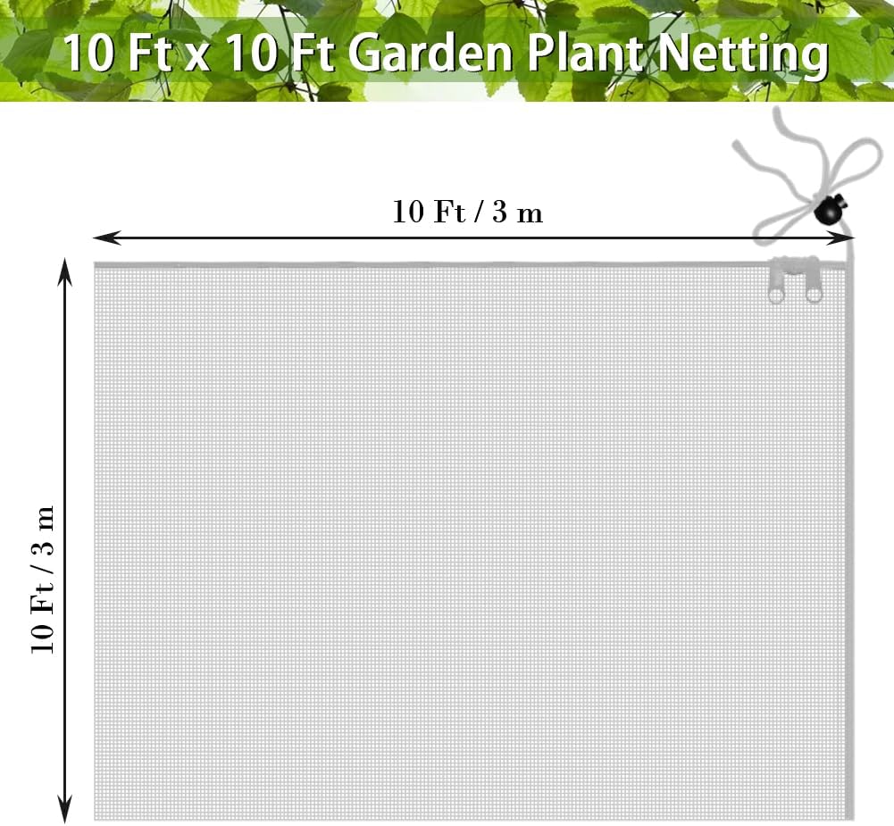 Fruit Tree Netting Covers with Zipper to Protect from Squirrels and Birds Large Netting for Fruit Trees Net Protection, White, 10' x 10', 2 Pack