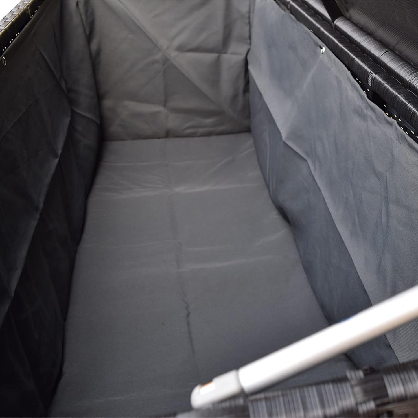 Oakland Living Dark Black Indoor and Outdoor Balcony Patio Deck Porch Pool 113 Gallon Wicker Storage Box Trunk Bin with Metal Frame