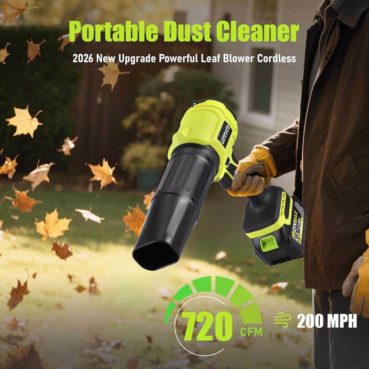 Leaf Blower Cordless with 1 Pack Battery and Charger, Electric Blowers for Lawn Care & Garden, 21V 4000mAh Battery Powered Leave Blowers, Lightweight Handheld Blower for Patio, Car, Dust, Driveway