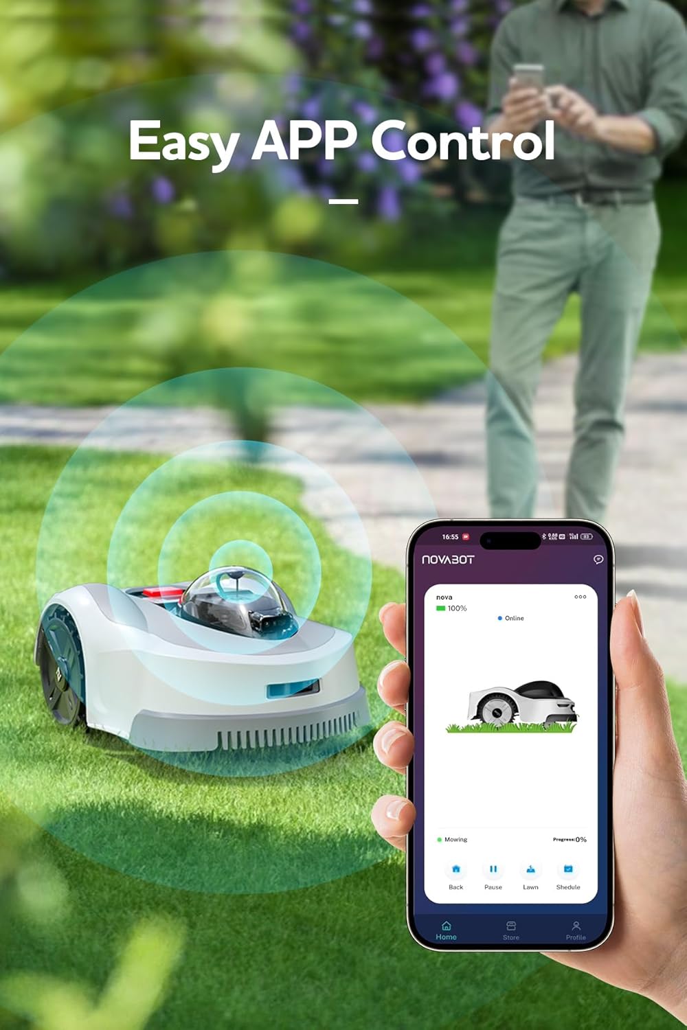 N1000 Robot Lawn Mower Perimeter Wire Free RTK,TOF,Vision Robotic Lawnmower 0.75 Acres,AI-Assisted Mapping,Virtual Boundary,Multi-Zone Management,APP Control,Cut Height 0.8"-3.5",Anti-Theft