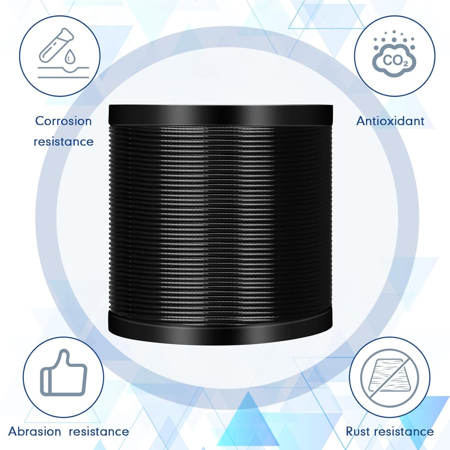 Tandefio 500 ft Vinyl Coated Wire Rope 304 Stainless Steel Black Stainless Wire 1/16 Inch Overmolded to 3/32 Inch with Cutter 7x7 Strands Construction for String Lights Hanging Clothesline Fence