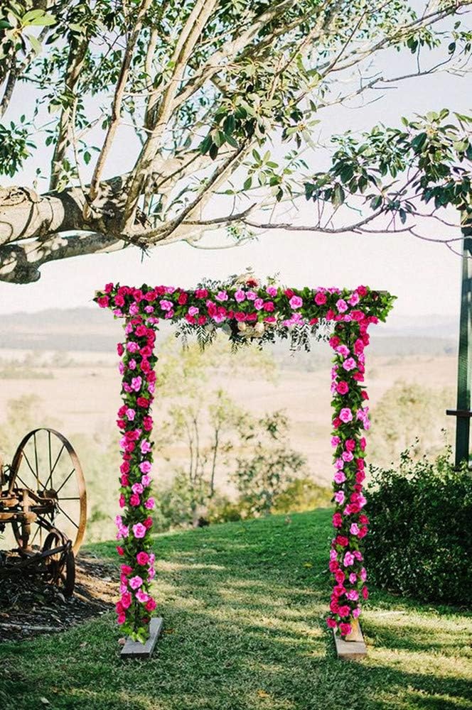 JUSTOYOU 2 Pack (15.8FT) Fake Rose Garland, Artificial Rose Vines Flowers Hanging Silk Rose Vine Wedding Home Backdrop Party Arch Arrangement Decoration