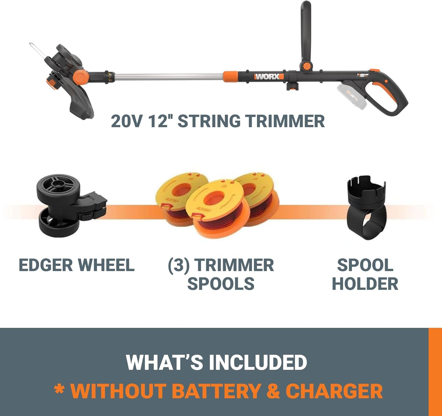 Worx GT Revolution 20V 12" String Trimmer Grass Trimmer/Edger/Mini-Mower, WG170.9