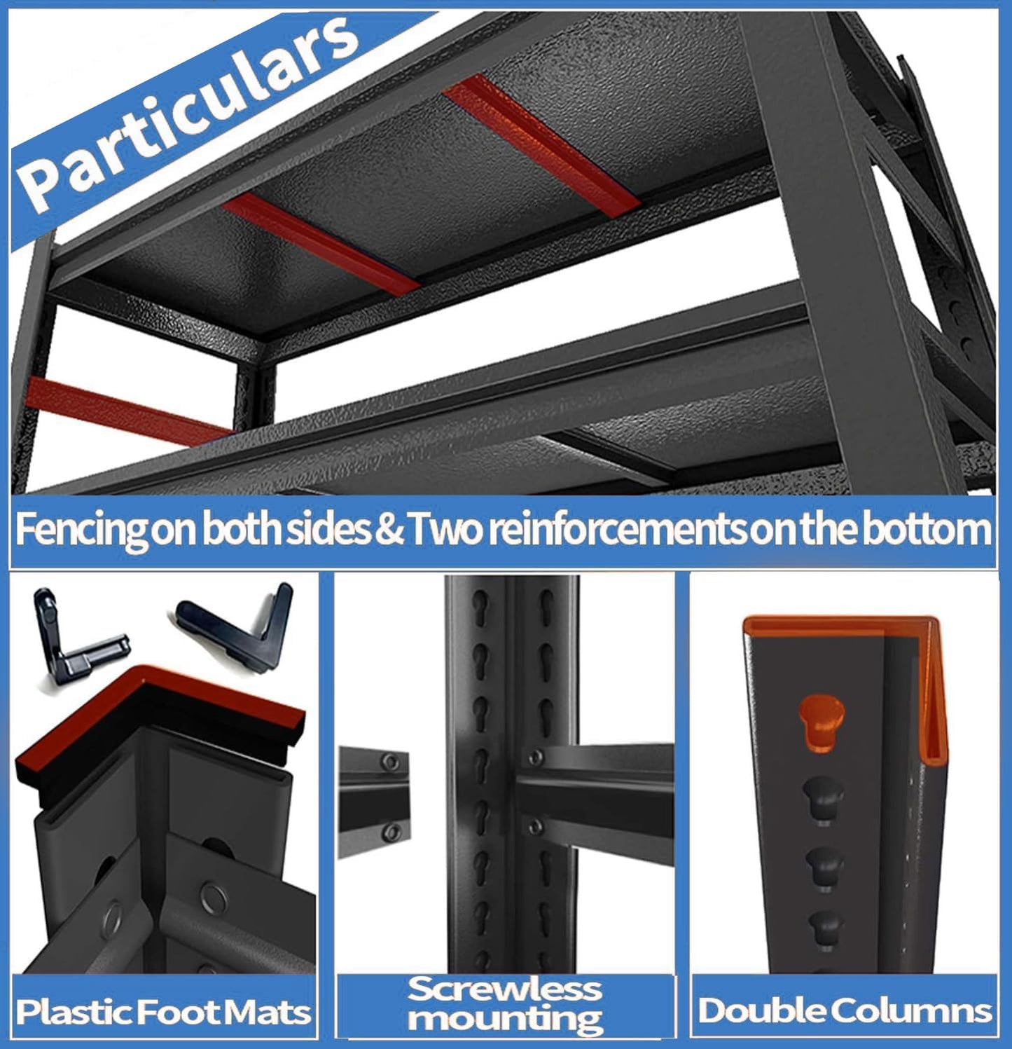 72" H Garage Shelving 3000LBS Metal Storage Shelves 5-Tier Adjustable Shelving Units Heavy Duty for Basement, Commercial, Warehouse, Industrial, Black (72" H*36" W*16" D)