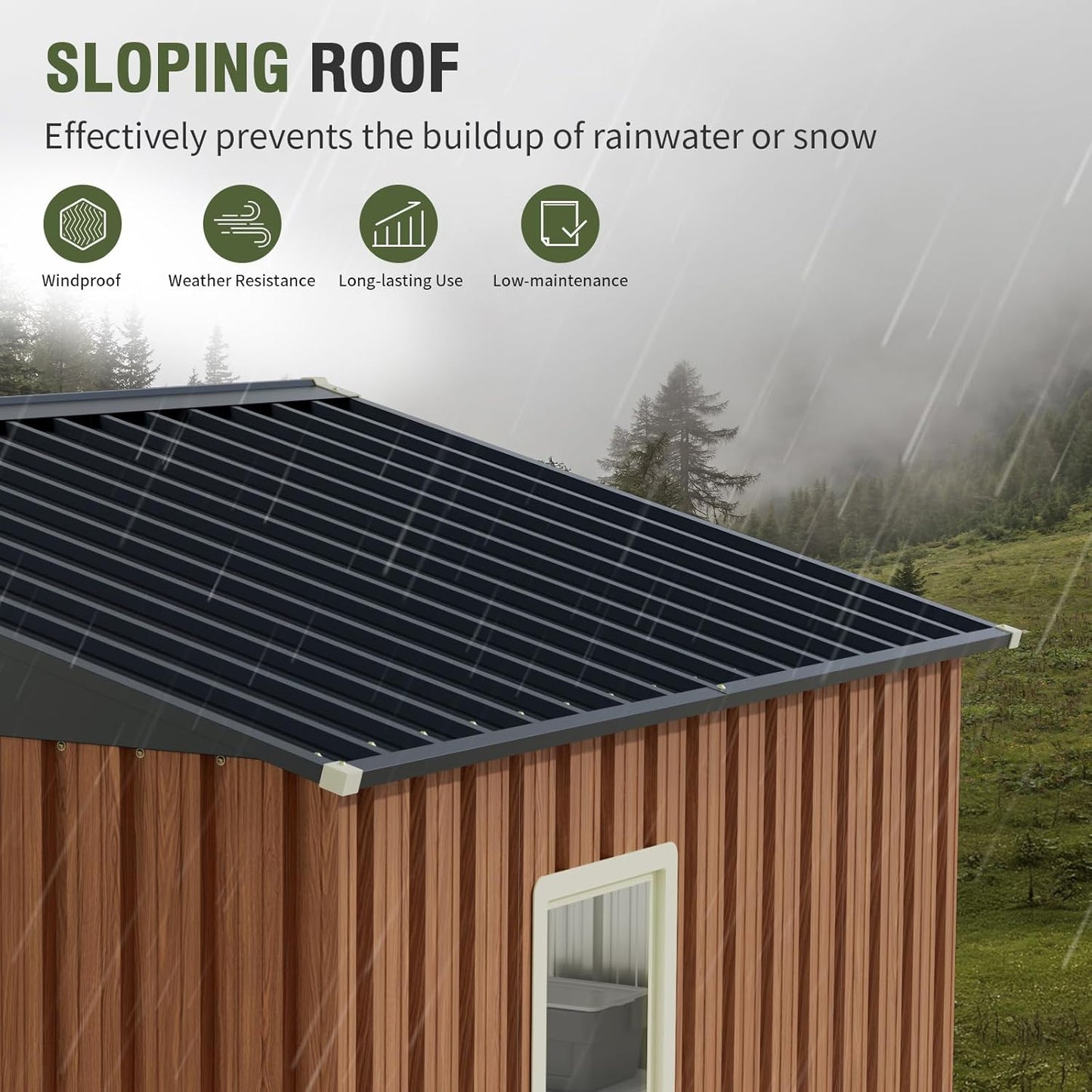 8x6 Ft Storage Shed, Large Outdoor Shed with Floor Base, Window, Lockable Doors, Outside Steel Shed for Garden, Backyard, Lawn, Patio Utility, Tool Storage