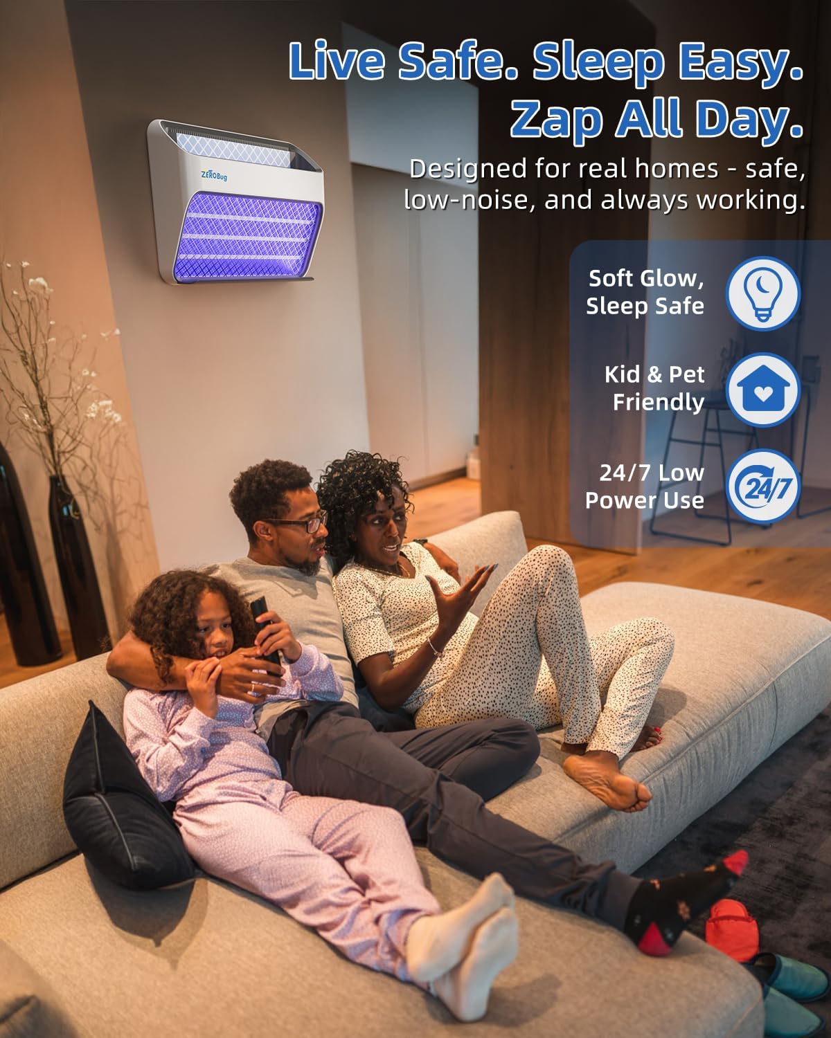 2025 Bug Zapper & Trap Indoor, 5X Catcher Rate Fly Killer, USB-C Powered Electric Mosquito Zapper with Long-Life UV LED, Fruit Fly Trap for Home, Kitchen, Bedroom, 1 Device & 3 Traps