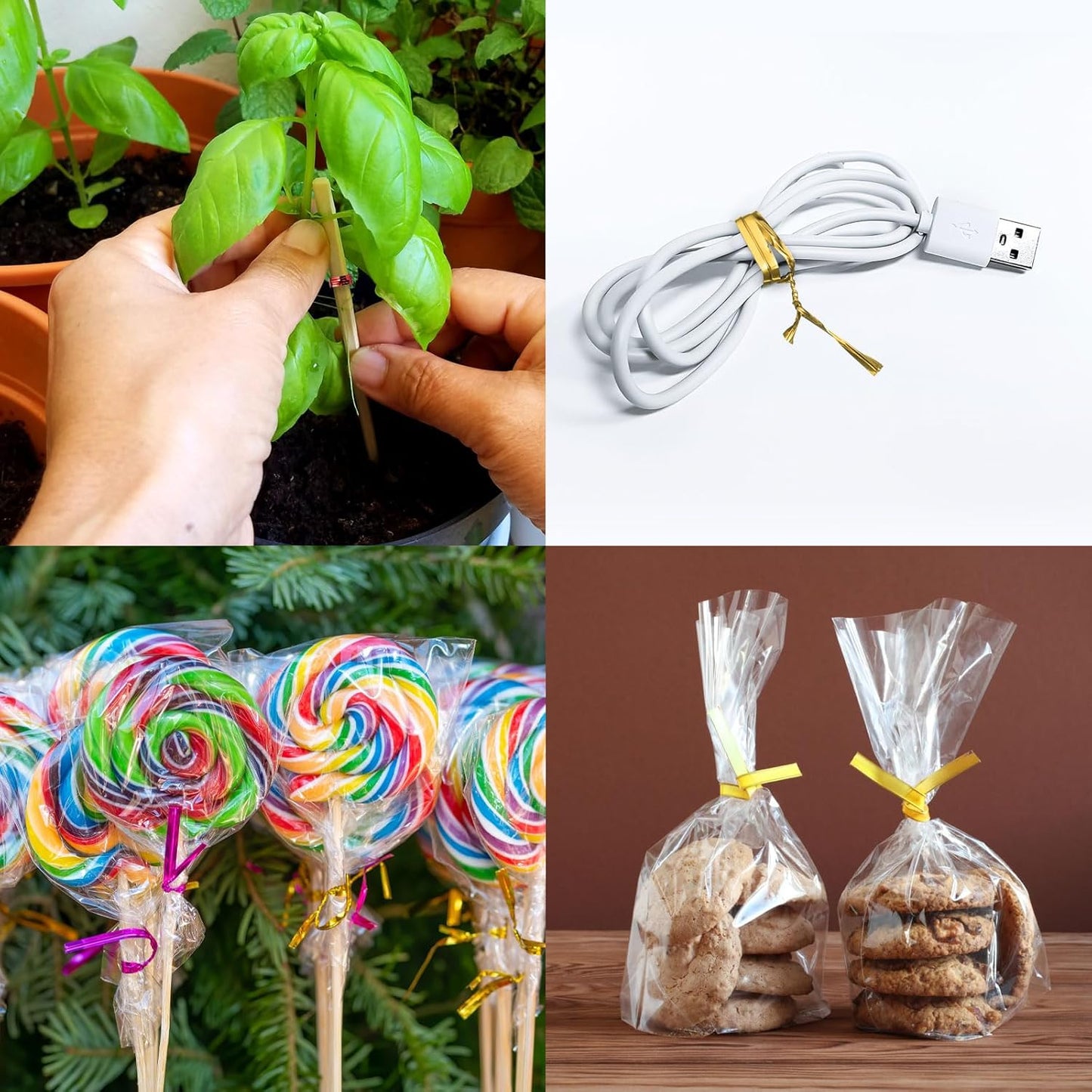 HARFINGTON 800pcs Bag Twist Ties 4" Reusable Plastic Metallic Twist Ties Wire Cable Ties for Party Bread Candy Cake, Silver