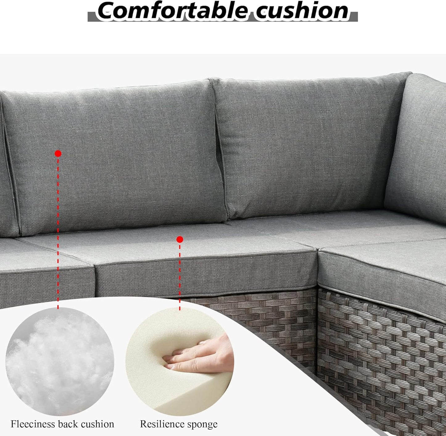 HOOOWOOO 13 Piece Modular Patio Outdoor Sectional Furniture Set with Gas Propane Fire Pit Table,Wicker Conversation Sofa Set,Out Door Couch Set with Wide Arm Outside(Dark Grey)