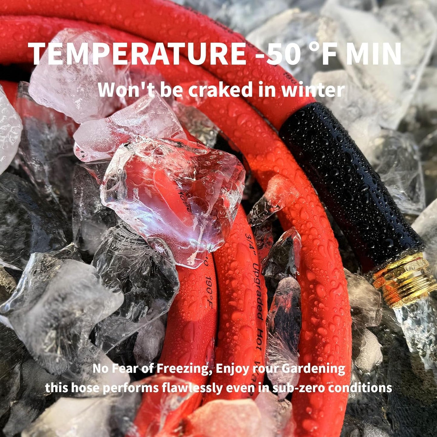 Garden Hose 10 ft x 5/8” Hot Water Hose,-50°F to 190°F, Burst 600Psi Flexible & Lightweight Upgraded Rubber Hoses,3/4” Solid Fittings for All-weather Outdoor Lawn & Garden