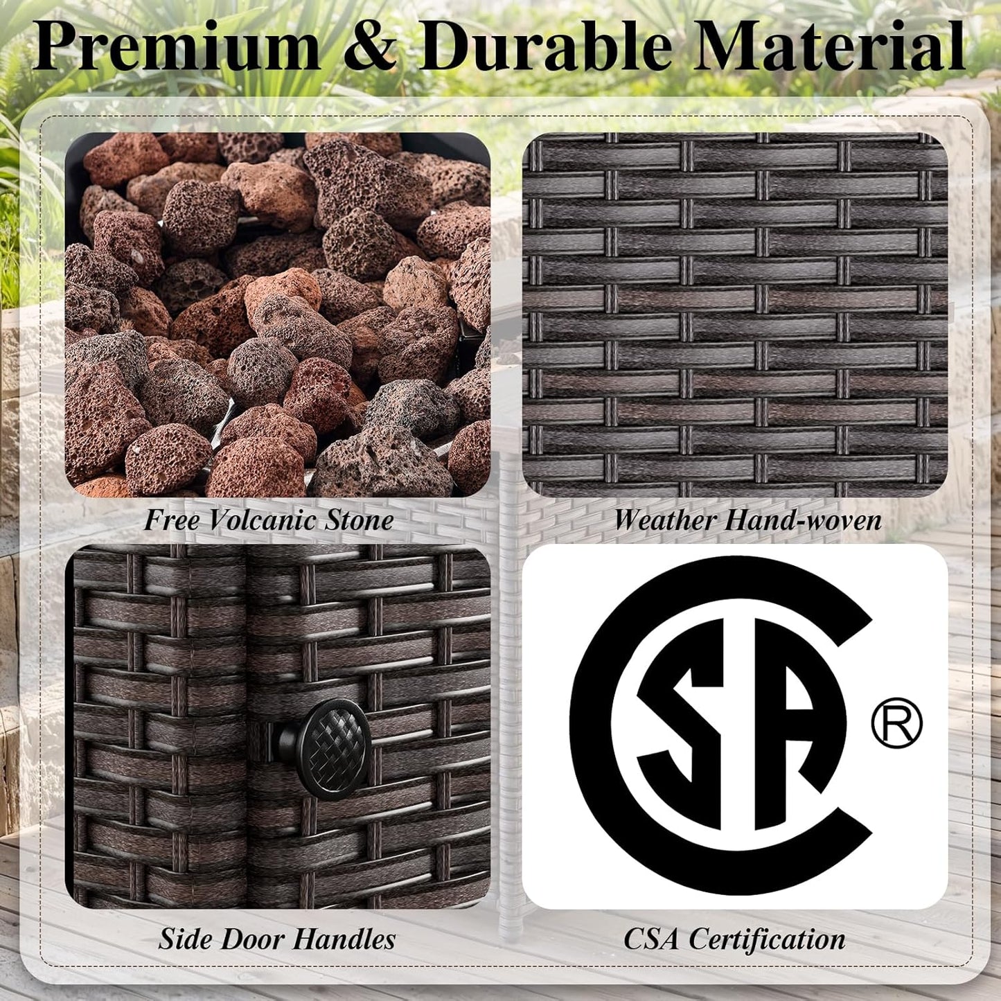 HUMMUH 11 Pieces Patio Furniture Set with Fire Pit,Outdoor Modular Sectional Couch Loveseat Chairs with Table,All Weather PE Wicker Patio Conversation Sets for Deck Porch Backyard