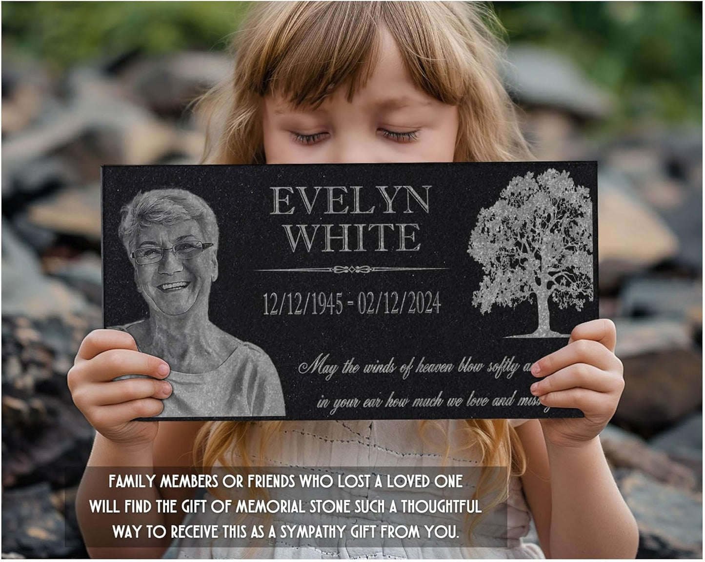 in Loving Memory Photo Tree of Life Personalized Granite Memorial Stone Sympathy Remembrance of Dad Mom Child