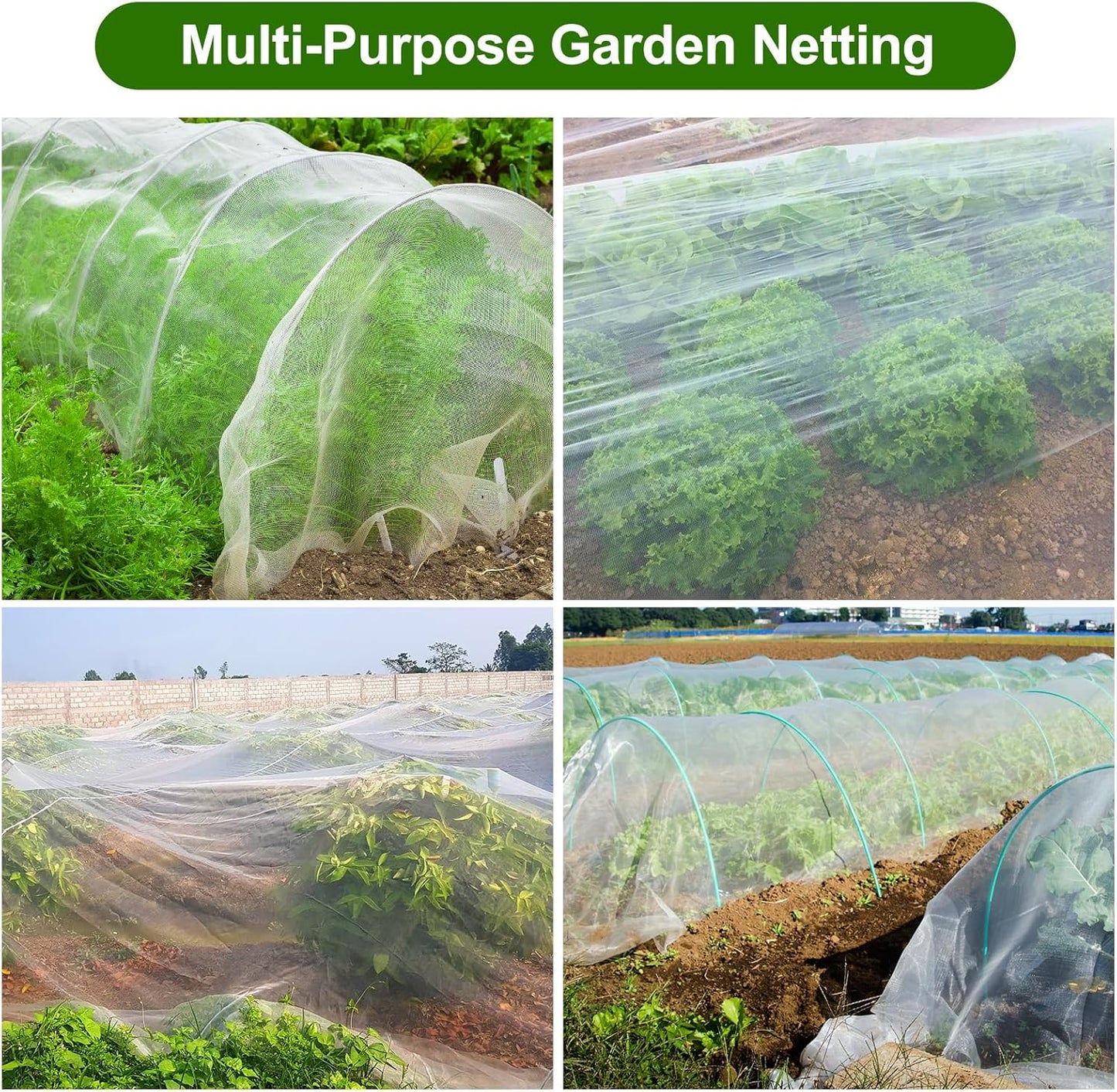 Garden Netting, Jevrench Durable Ultra Fine Garden Netting, Garden Plant Cover Row Cover Makes Plants, Vegetables, Fruits, and Flowers Grow Better (13ft x 16ft)