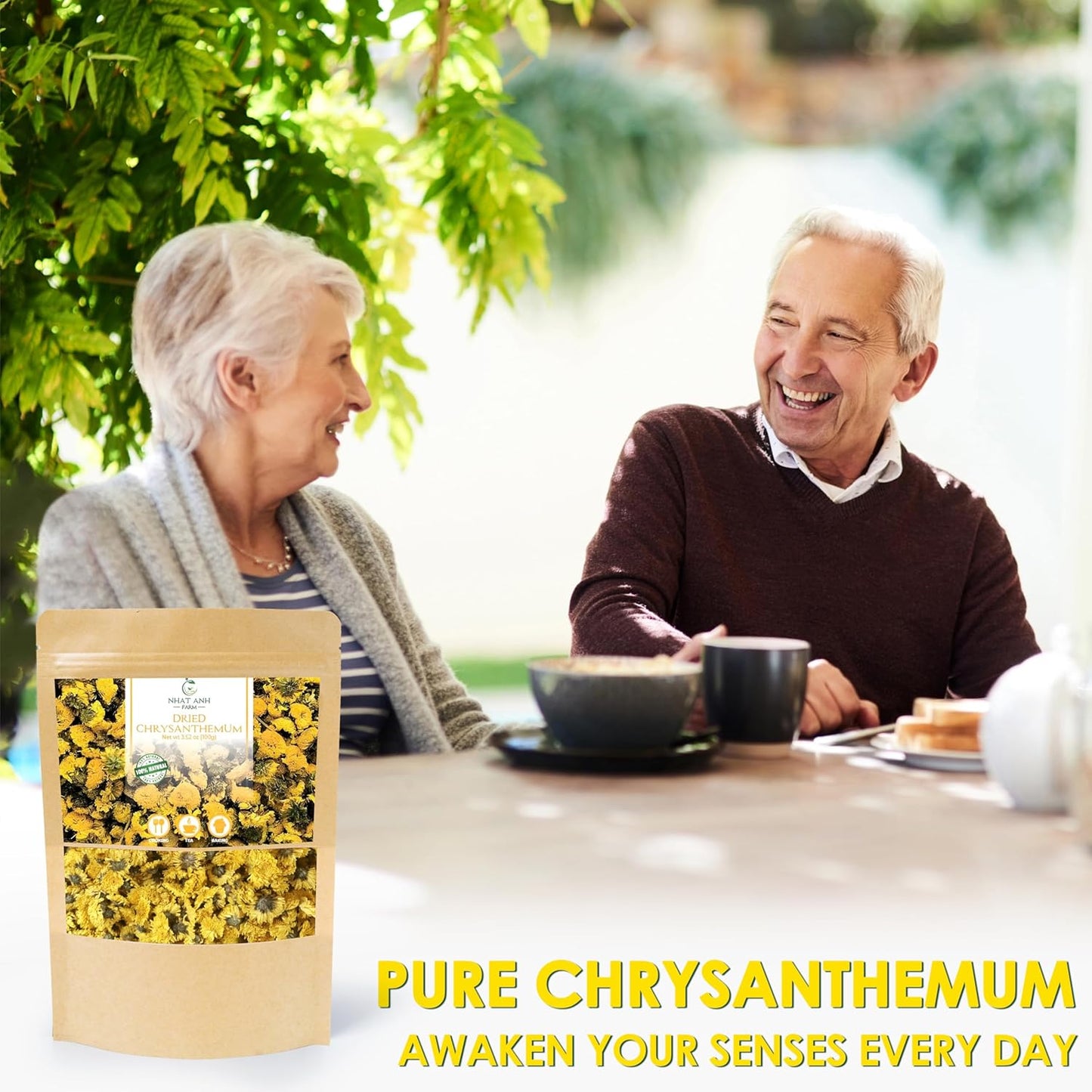 Nhat Anh Farm - Premium Dried Chrysanthemum - 3,5oz(100g) Dried Chrysanthemum Flowers - 100% Natural & Pure - Sugar/Caffeine/Gluten Free. For Making Tea