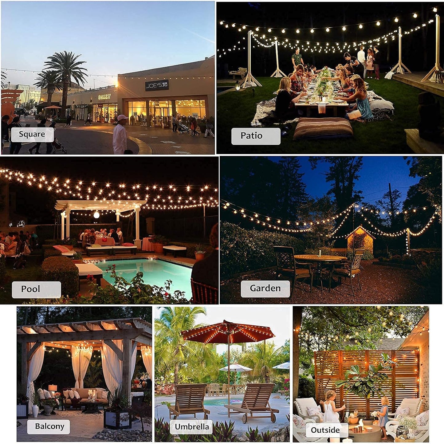Outdoor String Lights 200FT Waterproof Globe String Lights with 104 Shatterproof G40 LED bulbs, Dimmable Connectable Patio Light String Lights for hanging Bistro Backyard Gazebo,2-Pack x 100ft