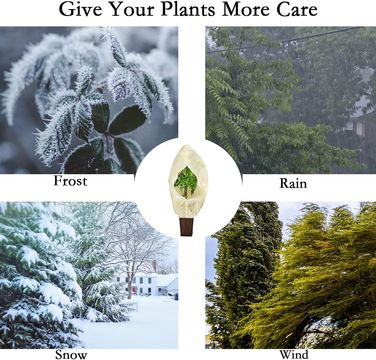 gardtree Winter Tree Covers Freeze Protection 47.2" x 70.8" 3 Packs, Thicker 2.4oz/yd² Garden Covers Frost Protection, Outdoor Plant Protector with Zipper Drawstring for Shrubs, Potted Plants