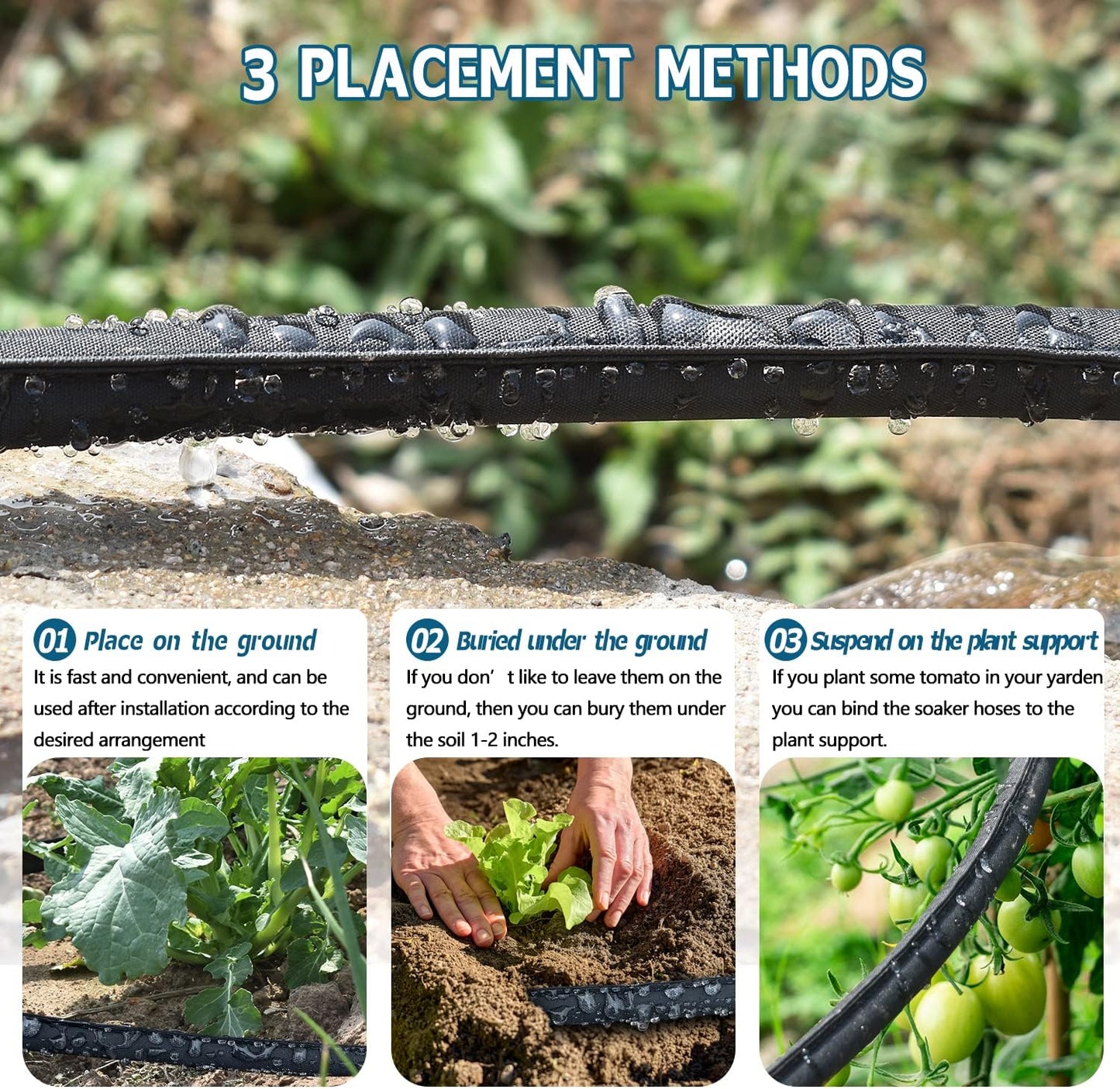 Flat Soaker Hoses for Garden 100 ft 2Pack, Cloth Soaker Hose 200 ft for Efficient & Effective Watering – Garden Soaking Drip Hoses Heavy Duty & Easy to Install(100ftx2)