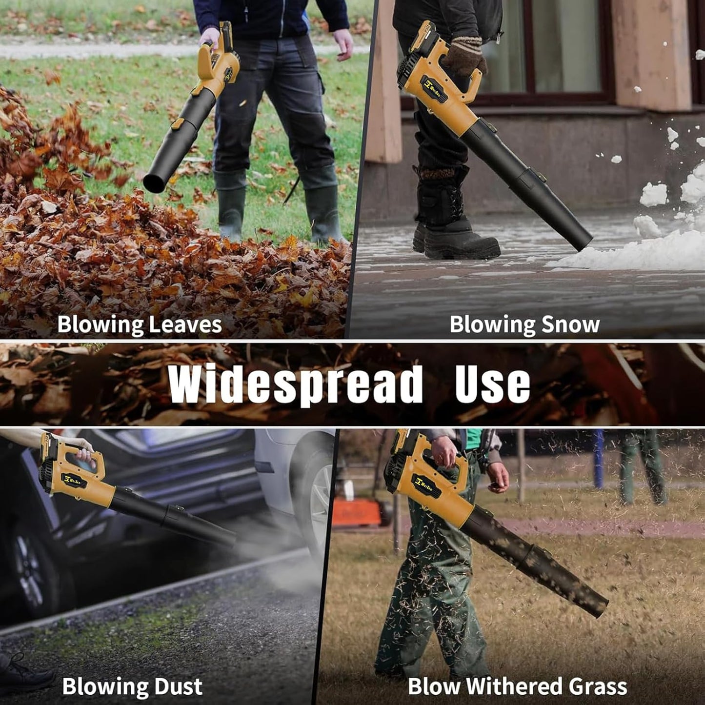 Electric Leaf Blower Cordless with 2X 4.0Ah 21V Battery and Charger,6 Speed Mode 580CFM 160MPH Extension Tube Handheld Blower for Lawn Care,Blowing Leaves,Dust,Snow,Patio,Yard