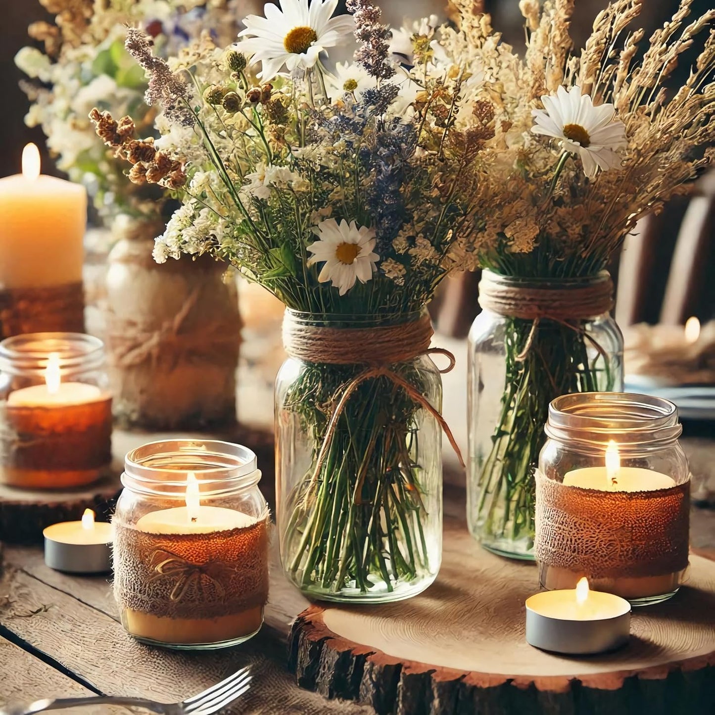 Vintage Glass Flower Vase,12 Pack Farmhouse Transparent White Glass Centerpiece Vases Mason Jars for Weddings, Parties & Home Decor Bulk (12, Transparent)