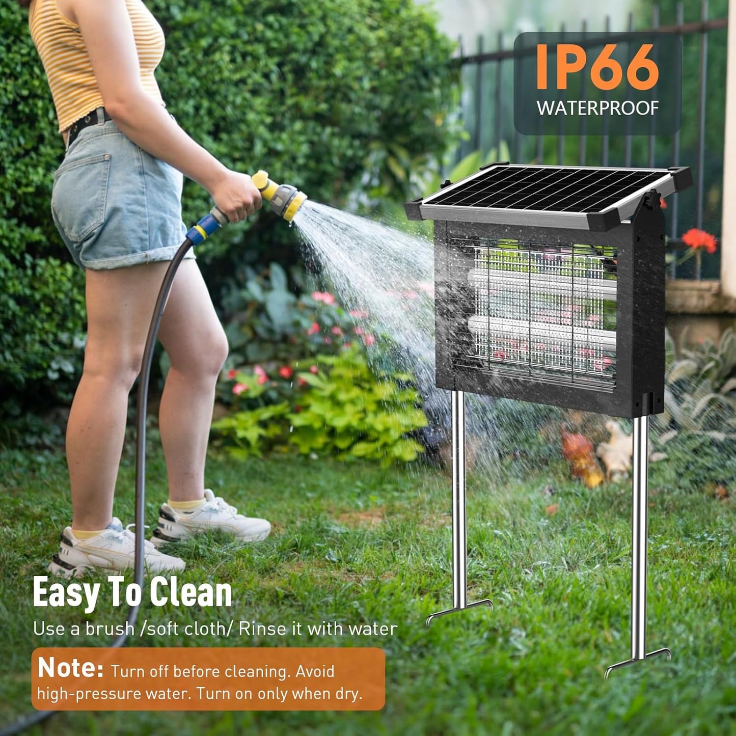 Solar Bug Zapper, 4500V IP66 Waterproof Outdoor Portable Rechargeable Electric Mosquito Killer for Camping, Patio, Garden Mosquito Zapper for Outdoor Use