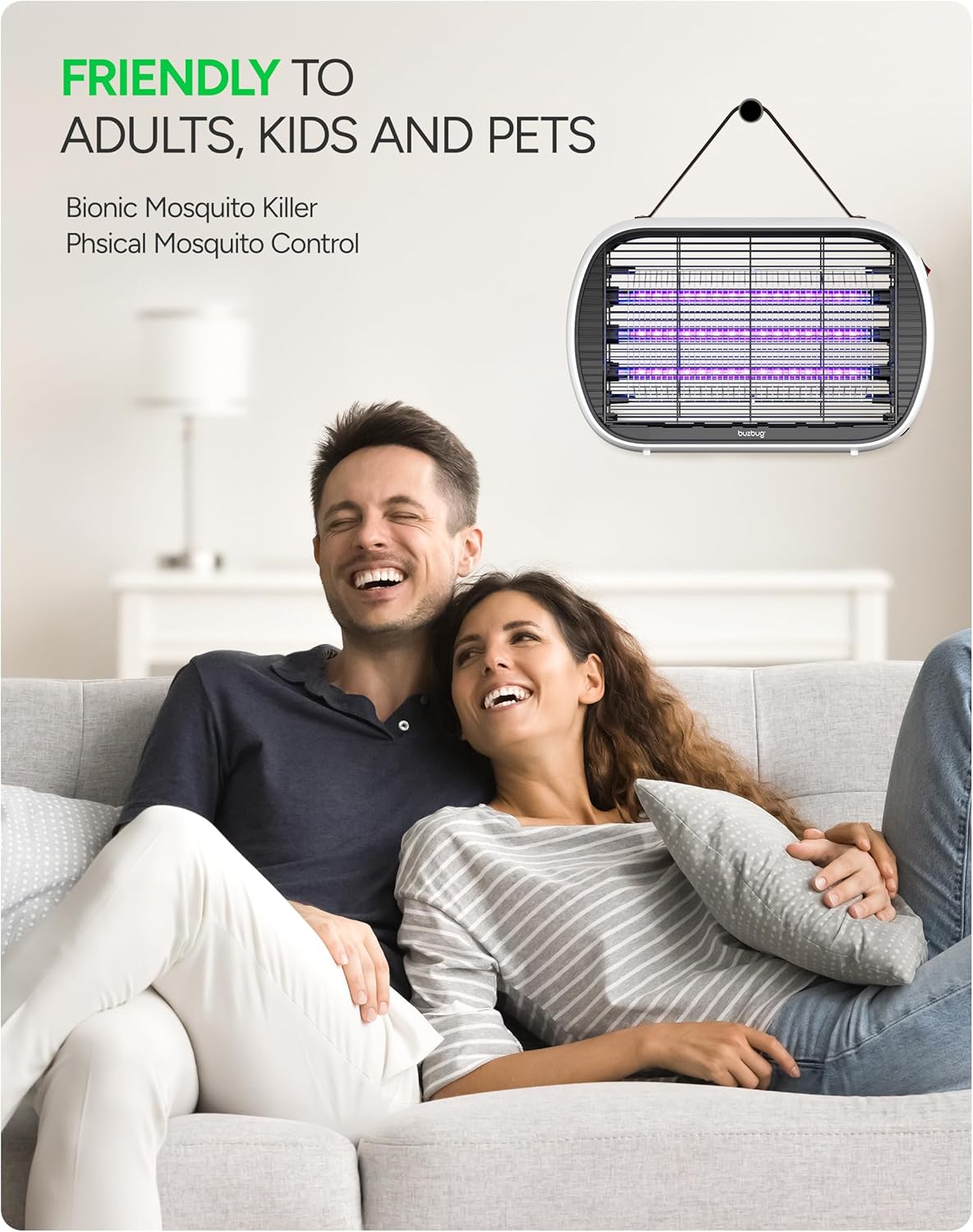 Buzbug Upgraded LED Bug Zapper Indoor, 10 Years Lifespan 3 Lamps Sustainable Less Power, 3800V Powerful Electric Mosquito Zapper, Durable Fly Trap Mosquito Trap, Fly Killer Fly Zapper -MA015PLUS