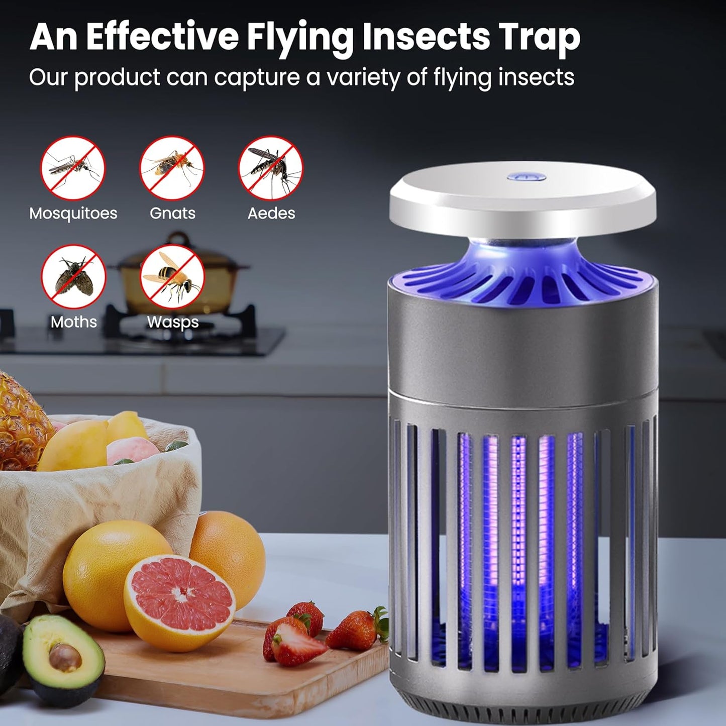 Pest Sniper Indoor Insect Trap,Attracts and Zaps Mosquitos, Gnats, Moths, Fruit Flies,2 in 1 Bug Zapper with Suction and Electric Grid