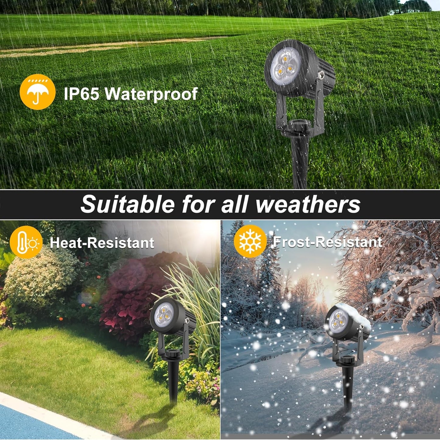 Solar Spot Lights Outdoor, Solar Landscape Spotlights IP65 Waterproof 9.8ft Cable,Auto On/Off Outdoor Wall Lights for Garden Yard Driveway Porch Walkway Pool (3000K Warm White)