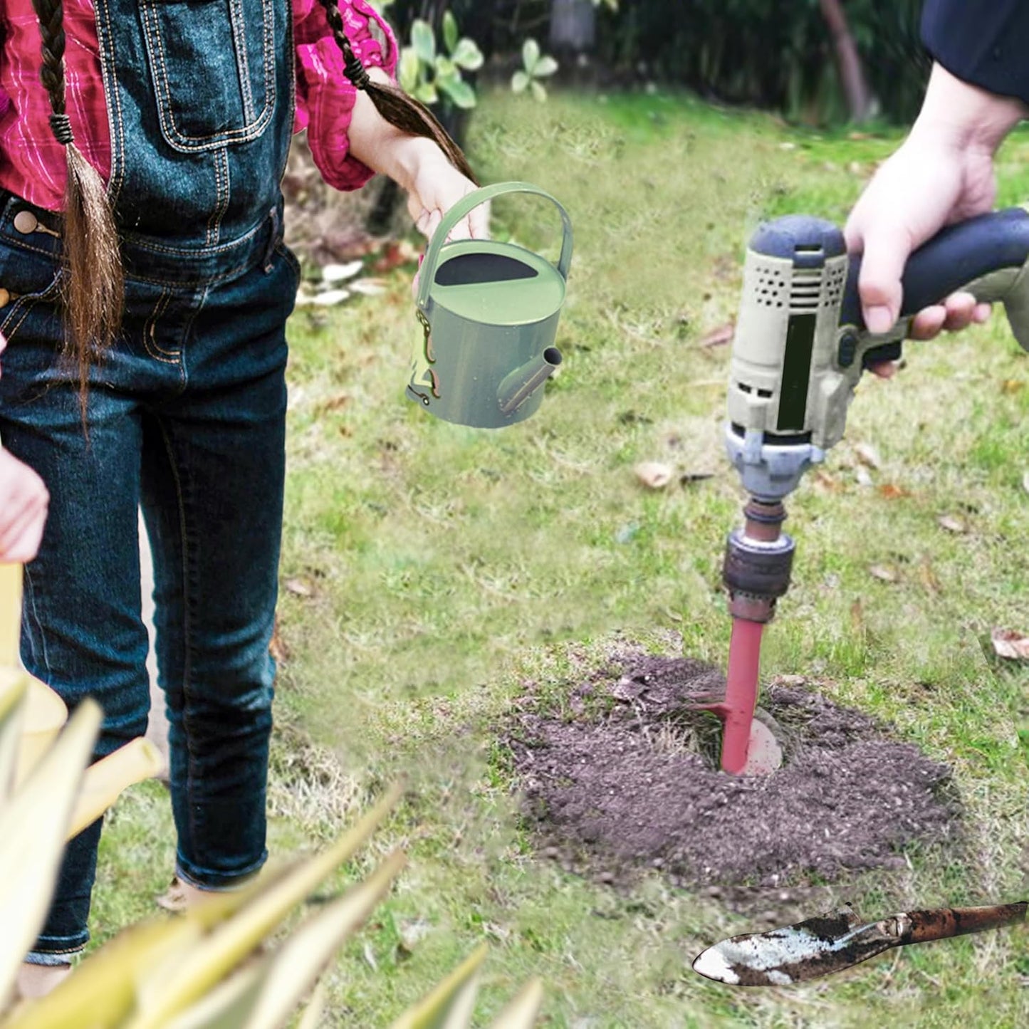 TCBWFY 3.5" x16 Inch Pink Garden Auger Drill Bit for Planting- Perfect for Planting Bulbs, Flowers, and Small Trees