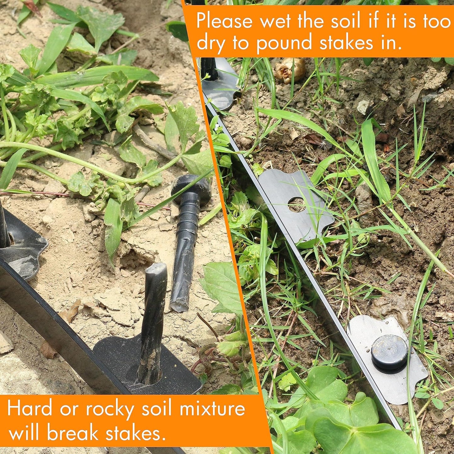 Gardzen 1.5" x 20' Landscape Edging Kit, Garden Edging Coil Comes with 24 Pcs Spikes, No Dig Lawn Border Design