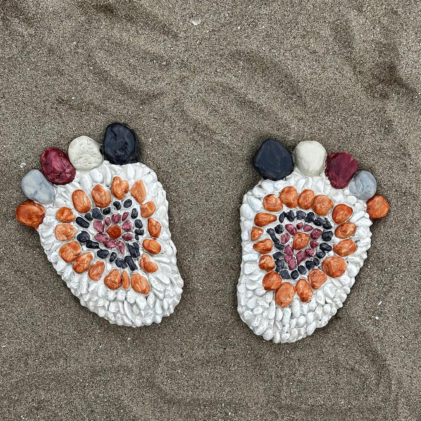 Garden Stepping Stones - Decorative Garden Stones for Patio, Deck, Garden or Sidewalk Faux Cobblestone Stepping Stones (Set of 2#A Small Size