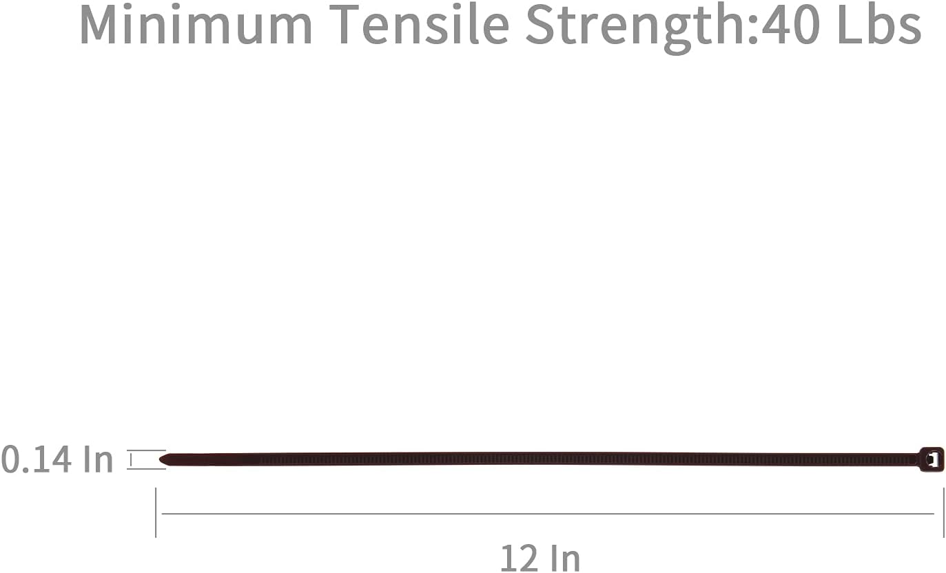 XINGO Nylon Cable Zip Ties Self Locking Plastic Wire Ties with 40 Lbs Tensile Strength for Indoor and Outdoor 12 Inch 500 Pack Brown