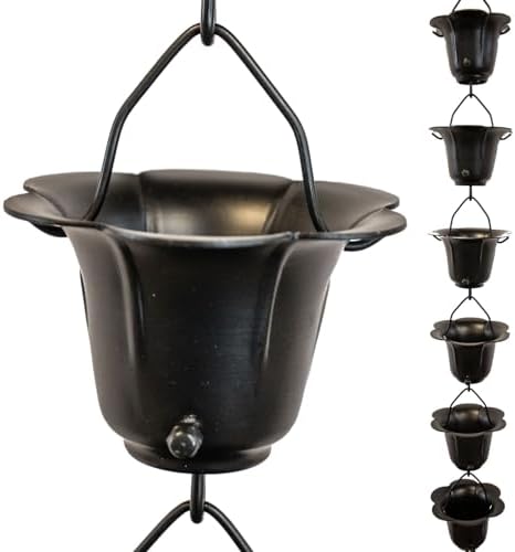 Nutshell Stores Flower Cups Rain Chain - Black - 20 Feet