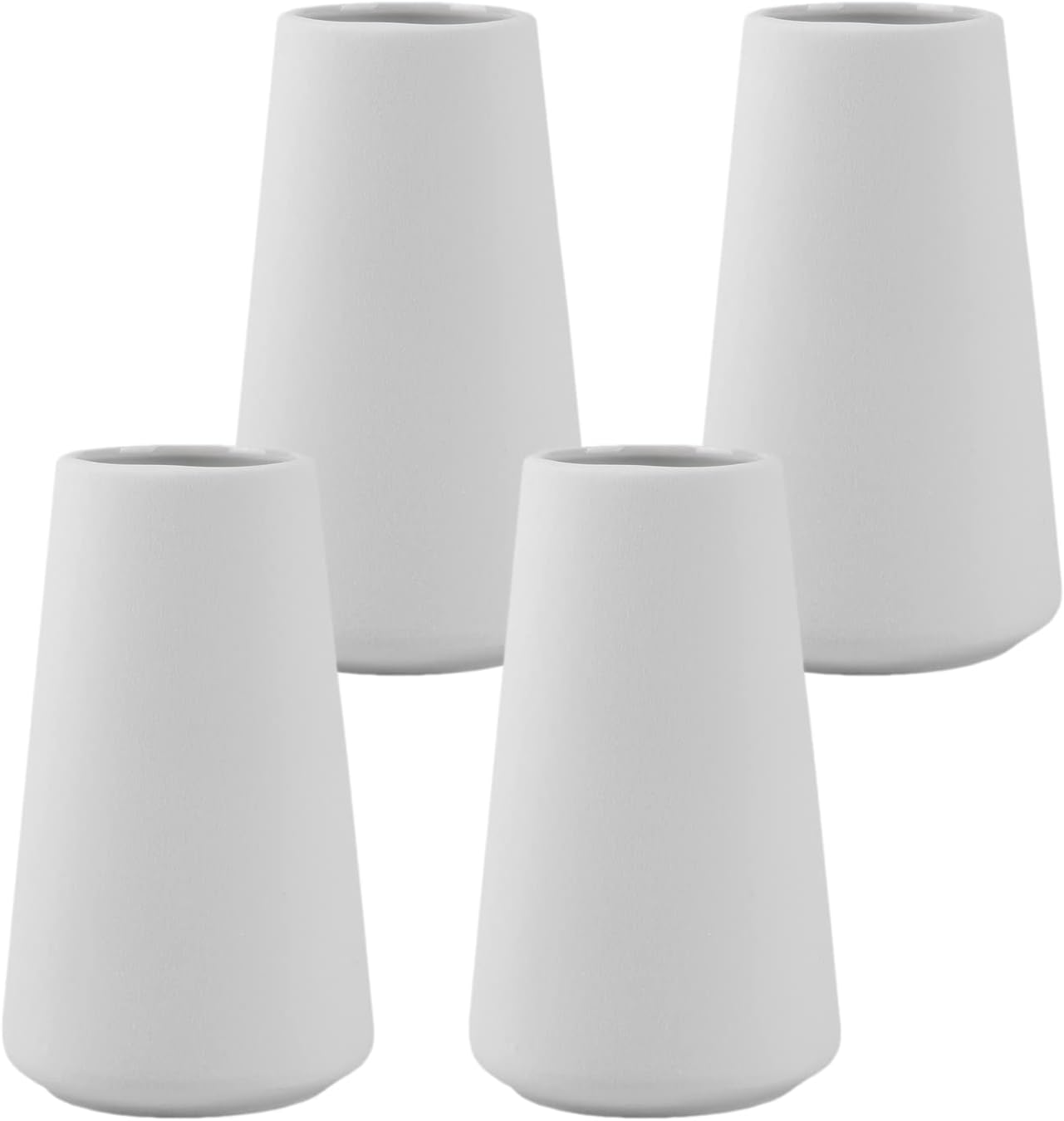 Simple Vase for Flowers Plants, Matte Vases for Modern Table Shelf Home Decor Wedding Boho Decor, 6" H Frosted Elegant Ceramic Vase for Pampas Grass Fluffy Stem Bouquet Lavender Flowers (White, 4)