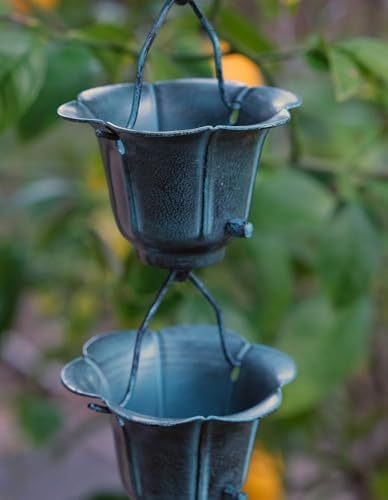 Nutshell Stores Flower Cups Rain Chain - Patina - 11 Feet