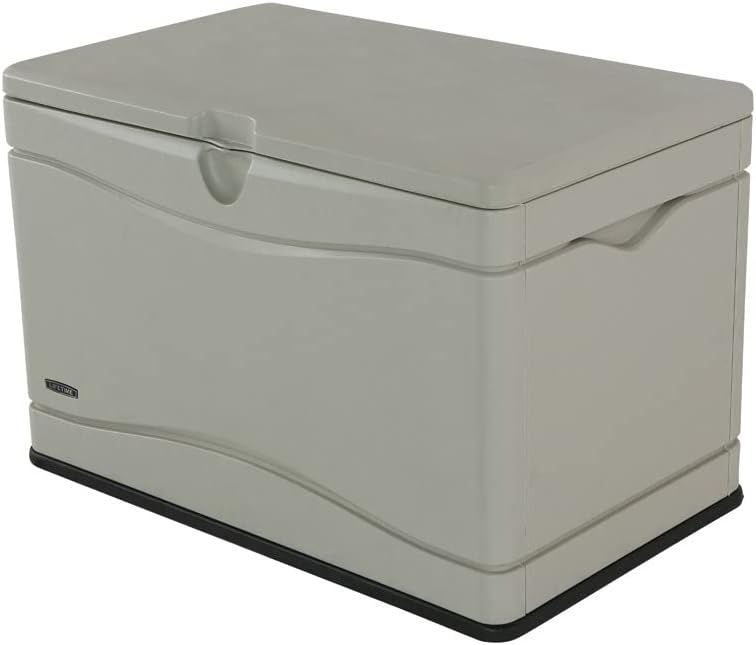 LIFETIME 60059 Black Bottom & Desert (Tan) Sides and Lid Outdoor Storage Box-80 Gal, 80 Gallon, Desert Sand