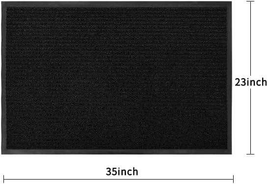 fani Heavy Duty Jet Black Striped Floor Door Mats Entryway Mats Outdoor Indoor Entrance Doormat Waterproof Low Profile Home Rug with Anti-Skid Rubber Back (Jet Black, 23" x 35")